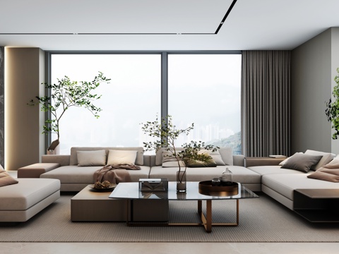  现代客厅沙发组合3d模型 