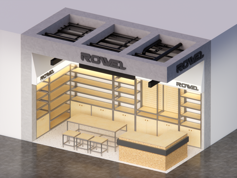 现代货架 商铺展架su模型