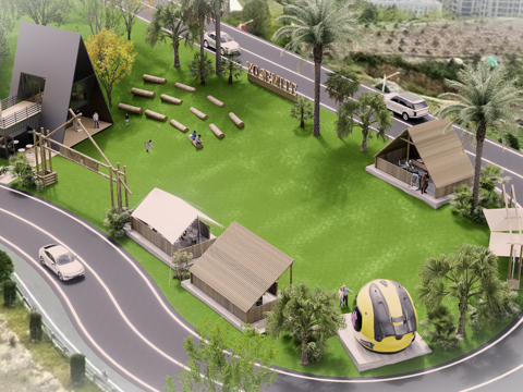 现代营地 露营地su模型