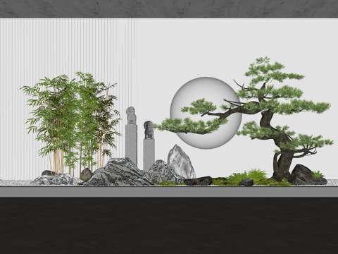  造景 绿化 景观 组团 花镜su模型 