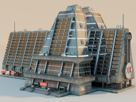 工业建筑 赛博朋克建筑 科幻建筑 城市建筑 工业城市建筑su模型