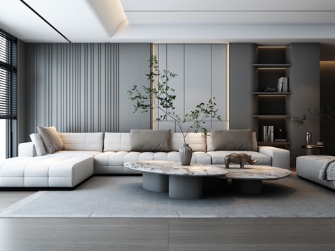  现代客厅沙发组合3d模型 