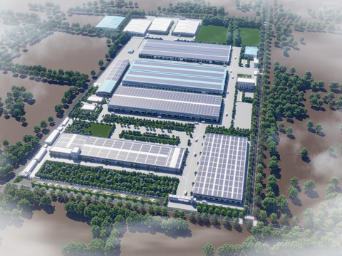 现代工厂鸟瞰 厂房su模型