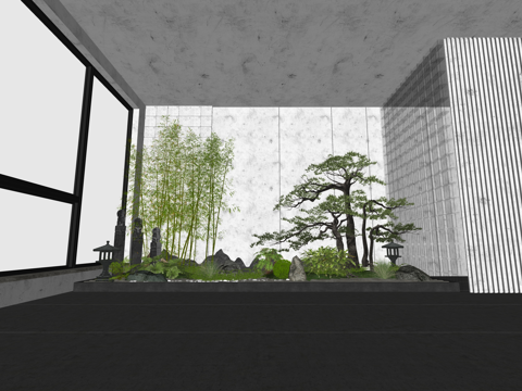  造景 绿化 景观 组团 花镜su模型 