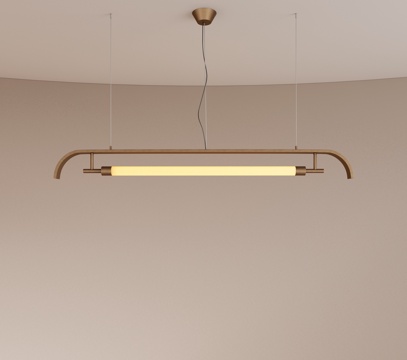现代餐厅吊灯 金属吊灯 长条吊灯 轻奢吊灯 复古吊灯su模型