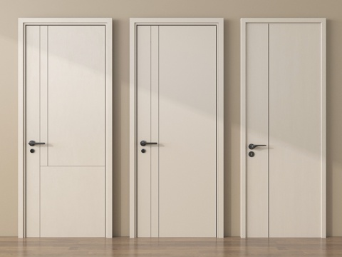 现代单开门 平开门 卧室门 实木门su模型