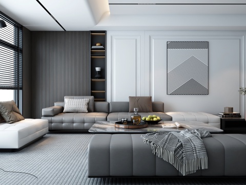  现代客厅沙发组合3d模型 