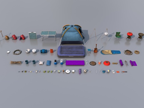  野外生存装备3d模型 