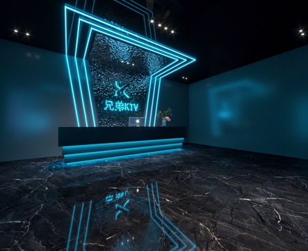 现代 KTV 大厅 前台 接待台 背景墙 造型su模型