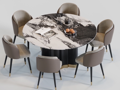 现代意式圆餐桌su模型