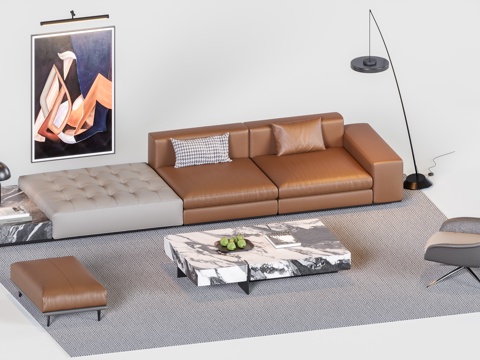  现代意式沙发组合3d模型 