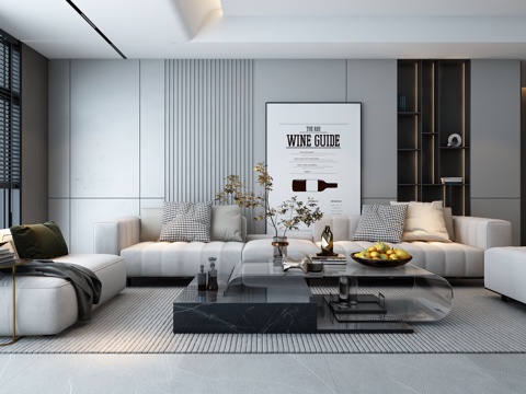  现代客厅沙发组合3d模型 