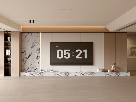 现代客厅 奶油客厅 电视背景墙 客厅背景 奶油风背景墙su模型