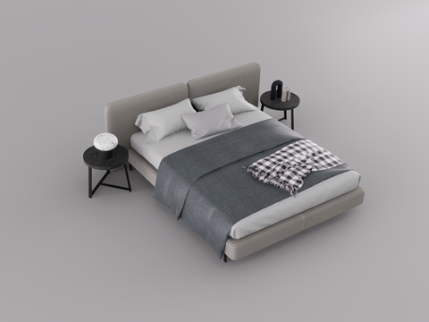 双人床su模型