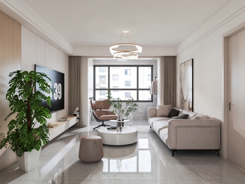  现代客餐厅 开放厨房 干区 卫生间3d模型 