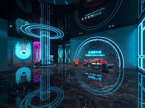 现代 KTV 大厅 大堂 休闲区 过道 沙发组合 造型su模型