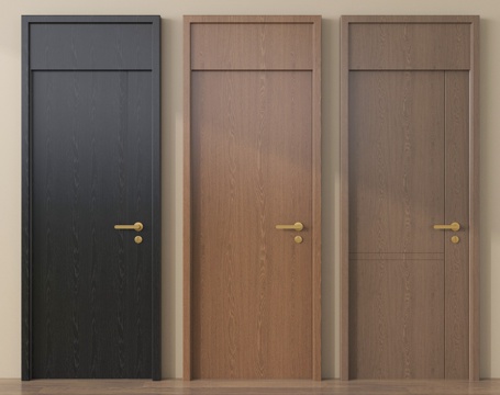 现代单开门 卧室门 平开门 实木门 通顶门su模型