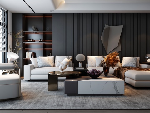  现代客厅沙发组合3d模型 