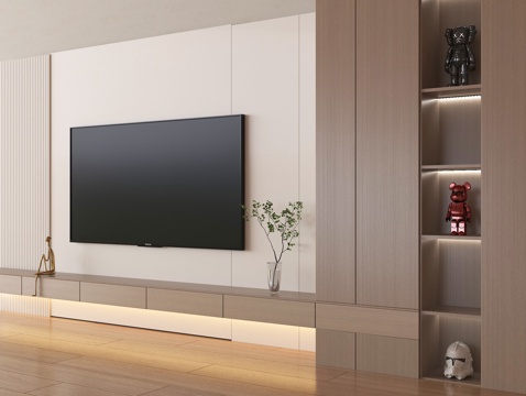 现代电视背景墙 电视su模型