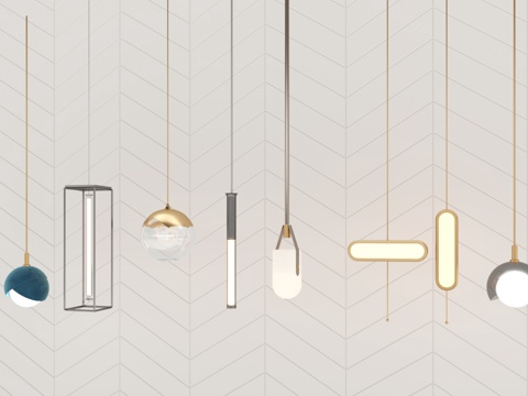  现代吊灯金属吊灯玻璃吊灯3d模型 