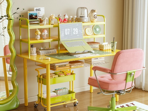  书桌 电脑桌 大板桌 多巴胺 手办 摆件3d模型 