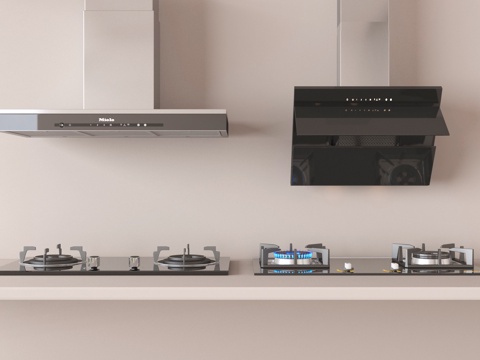 现代油烟机 燃气灶su模型