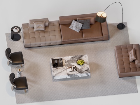 现代意式沙发组合su模型