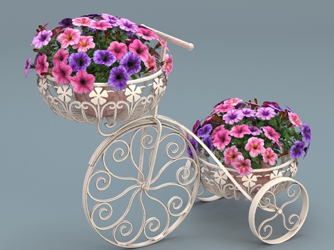  装饰架上的矮牵牛3d模型 