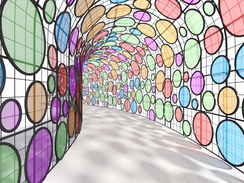 现代廊架 景观廊架 彩色玻璃廊架 公园廊架 连廊 景观过道su模型