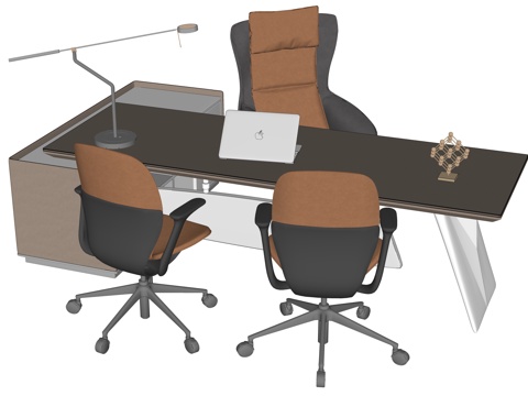 网红办公桌椅组合su模型