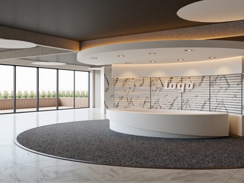 现代大堂前台su模型