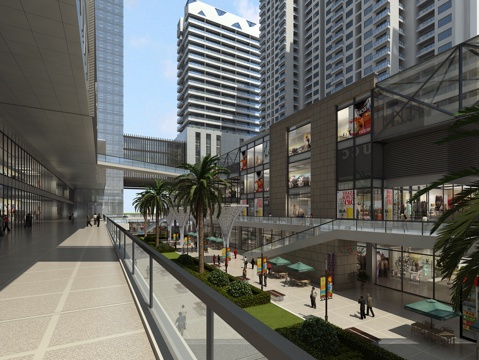  现代内廷 商业街 室外建筑 商场 办公楼 商业体 商业办公3d模型 