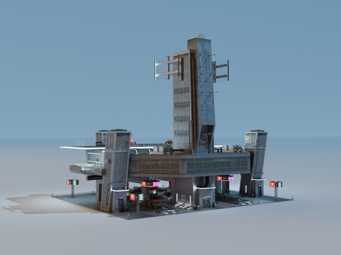 工业建筑 赛博朋克建筑 科幻建筑 城市建筑 工业城市建筑su模型