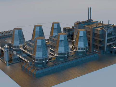 工业建筑 赛博朋克建筑 科幻建筑 城市建筑 工业城市建筑su模型