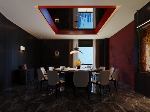  新中式餐饮包间包厢 现代餐饮包间包厢 餐饮包厢包间 会所包厢3d模型 