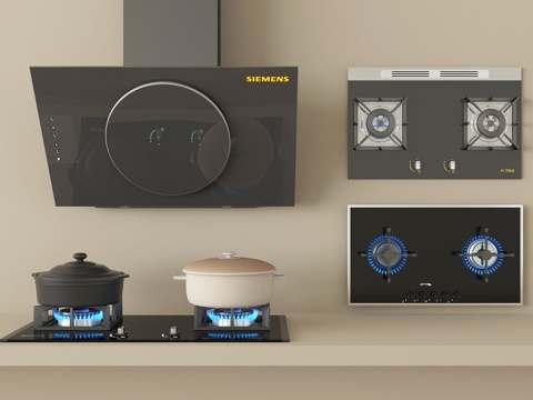 现代油烟机 燃气灶 炉具su模型