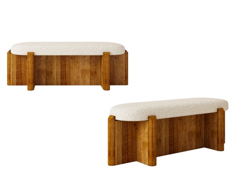  侘寂风长凳 沙发凳 木凳 床尾凳3d模型 