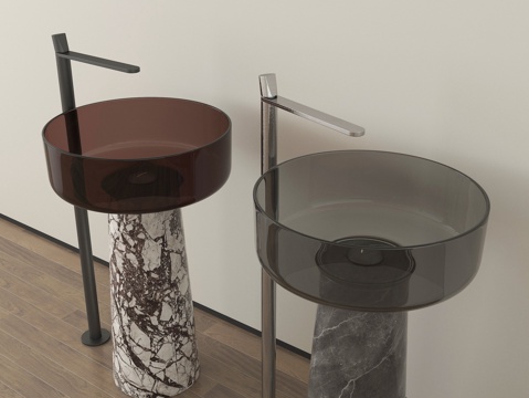 现代台盆 柱盆su模型