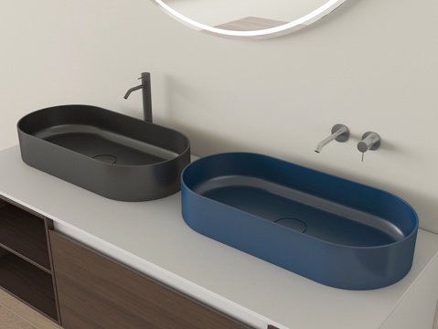 现代台上盆 洗手盆 水龙头su模型