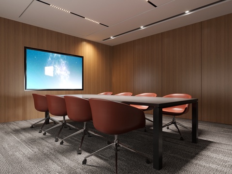 现代会议室 办公椅 会议桌椅su模型