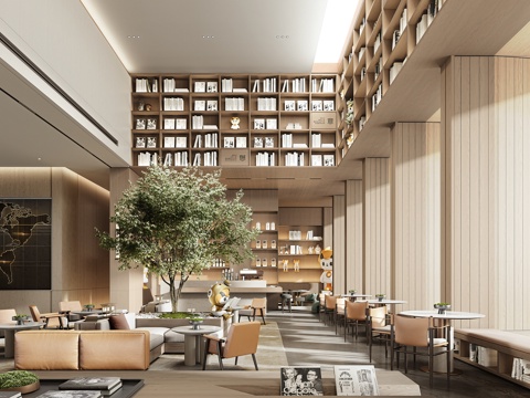 现代售楼处洽谈区 书店 书吧 咖啡区 水吧区 休息区su模型