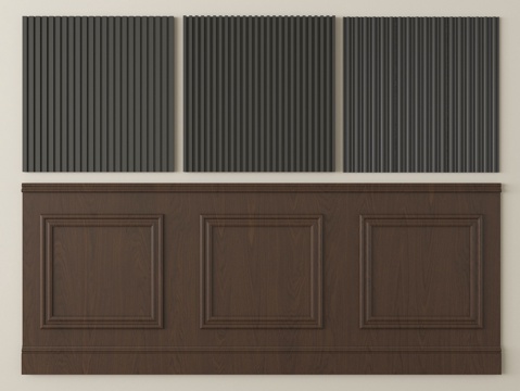  现代长城板 格栅板 护墙板 波浪板3d模型 