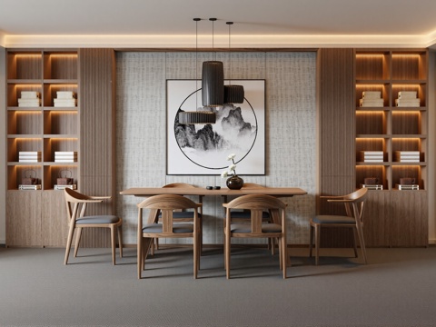 新中式茶室su模型