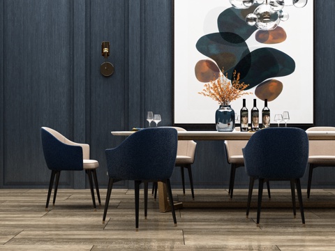  后现代现代餐厅 欧式餐厅3d模型 