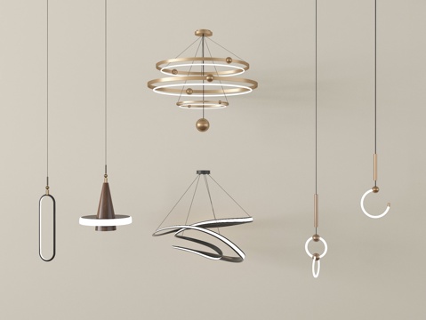 现代吊灯组合 金属su模型