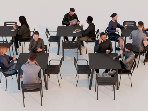 人物 多人 商务男女人物 人物组合 场景人物su模型