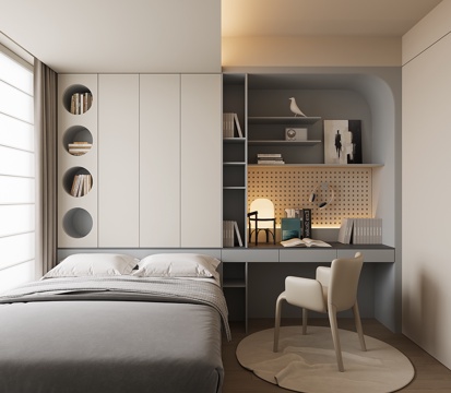  现代榻榻米卧室3d模型 