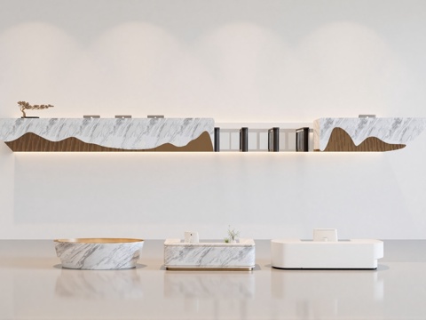 现代公司前台接待台su模型