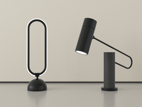 现代台灯 金属台灯su模型