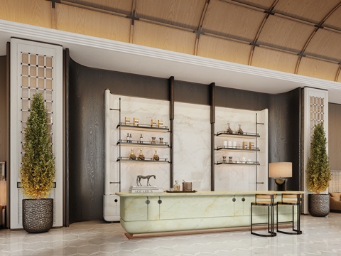  现代售楼处水吧区 酒店大堂吧 水吧台 咖啡区  休息区 洽谈3d模型 